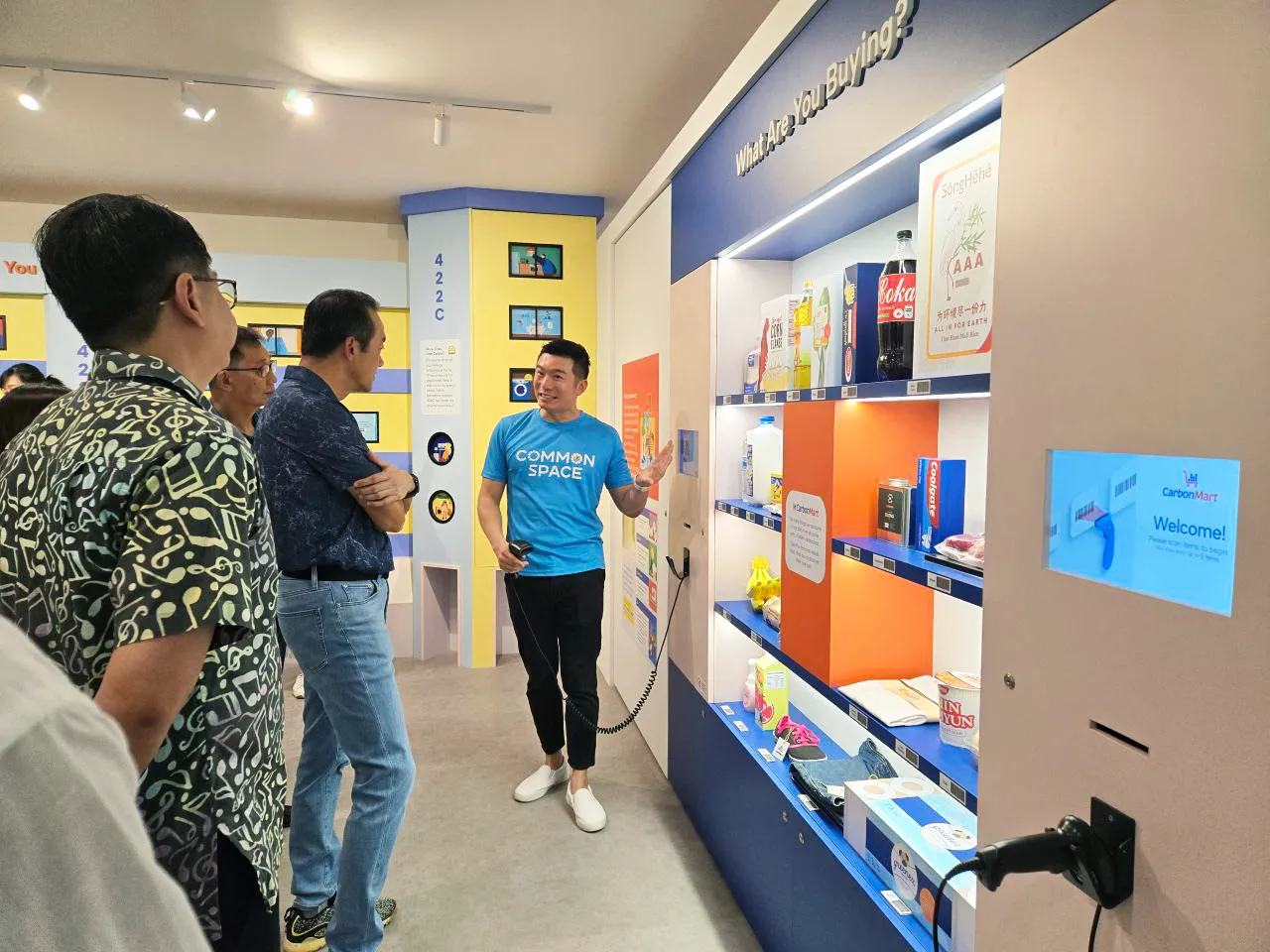 Visitors participating in a hands-on carbon learning activity